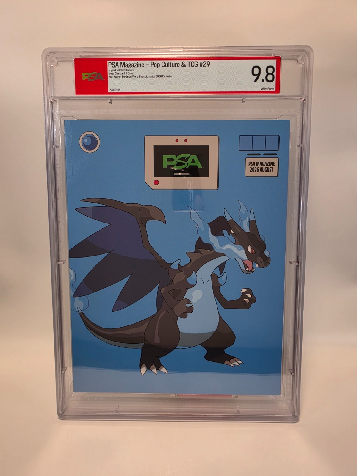 PSA 9.8 - MEGA CHARIZARD X HEAT WAVE - POKÉMON WORLD CHAMPIONSHIPS EXCLUSIVE