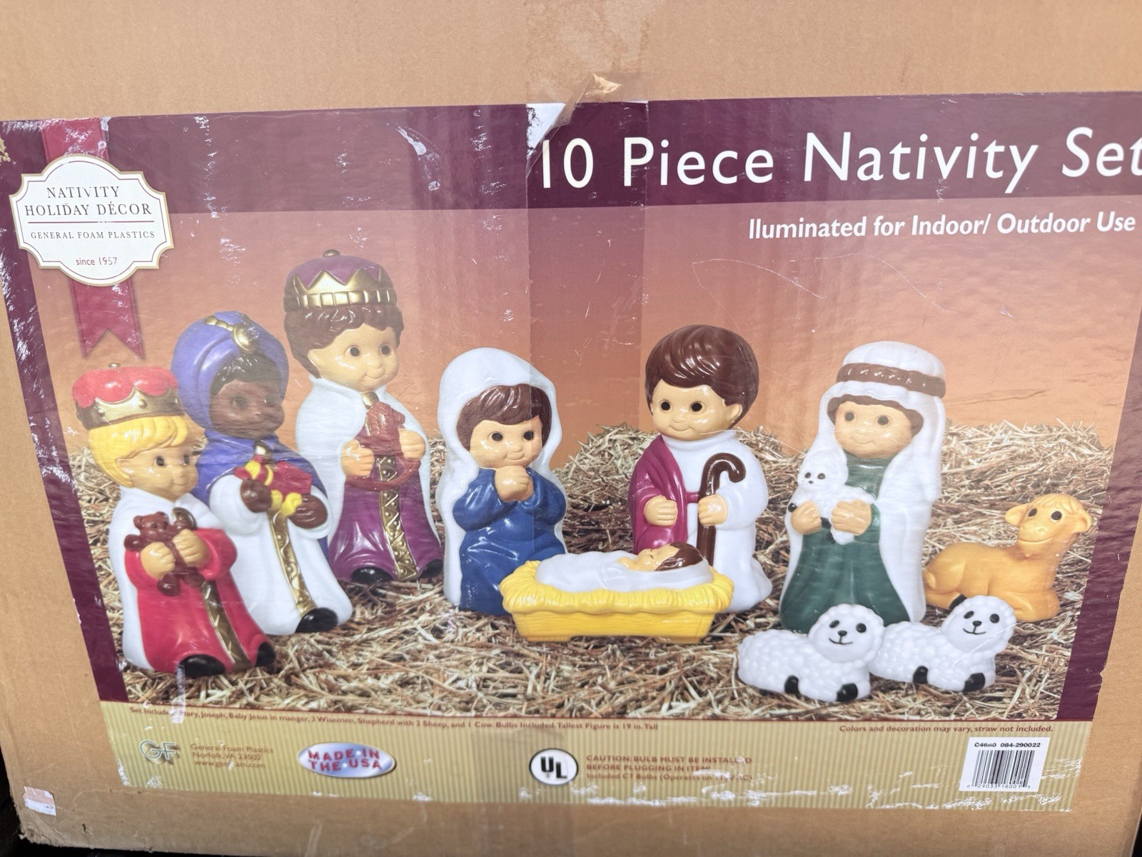 Vintage General Foam Plastics Blow Mold Child Nativity 10pc Complete Set