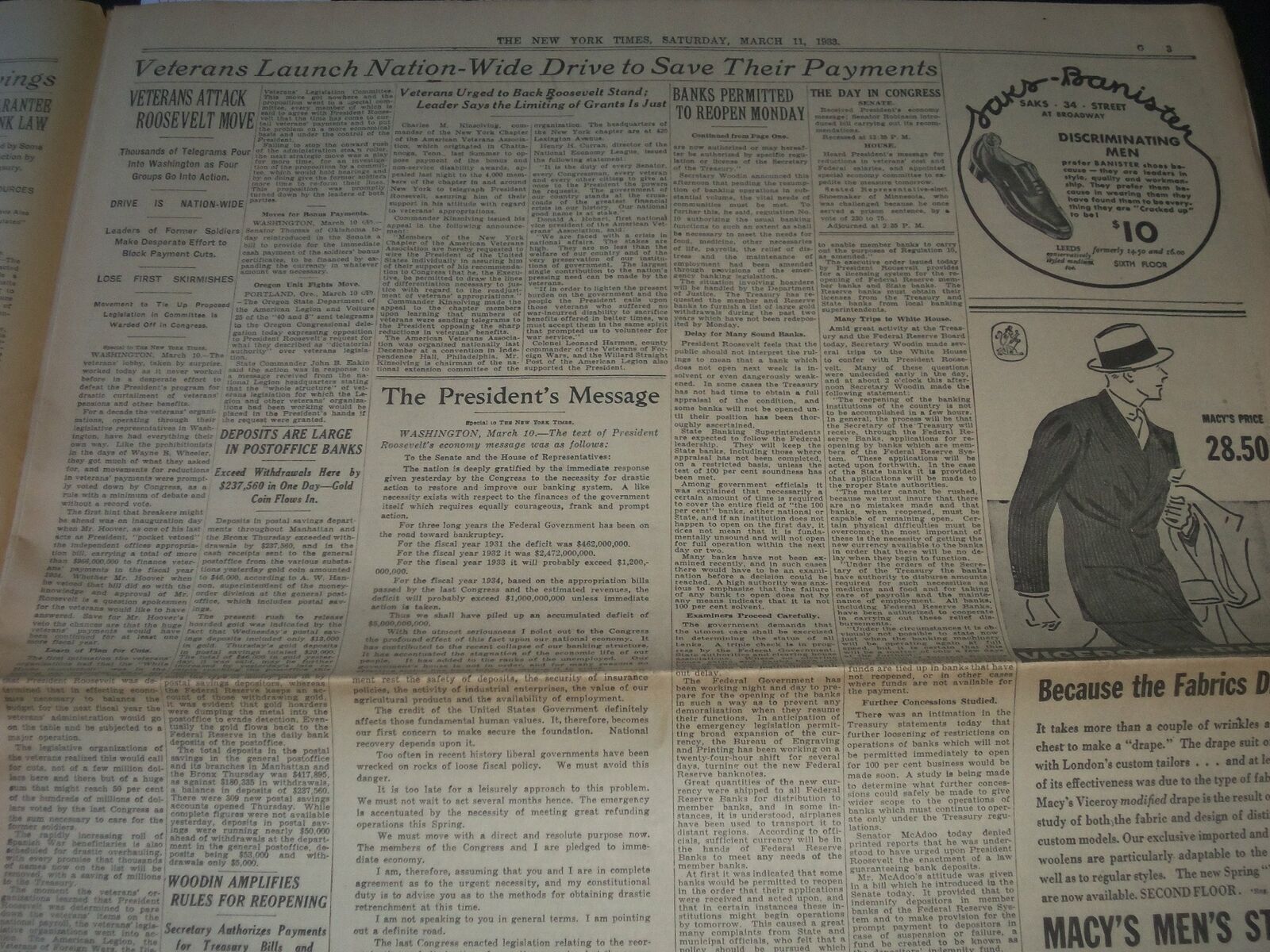1933 MARCH 11 NEW YORK TIMES - SOUND BANKS TO BE ALLOWED TO OPEN - NP 3603
