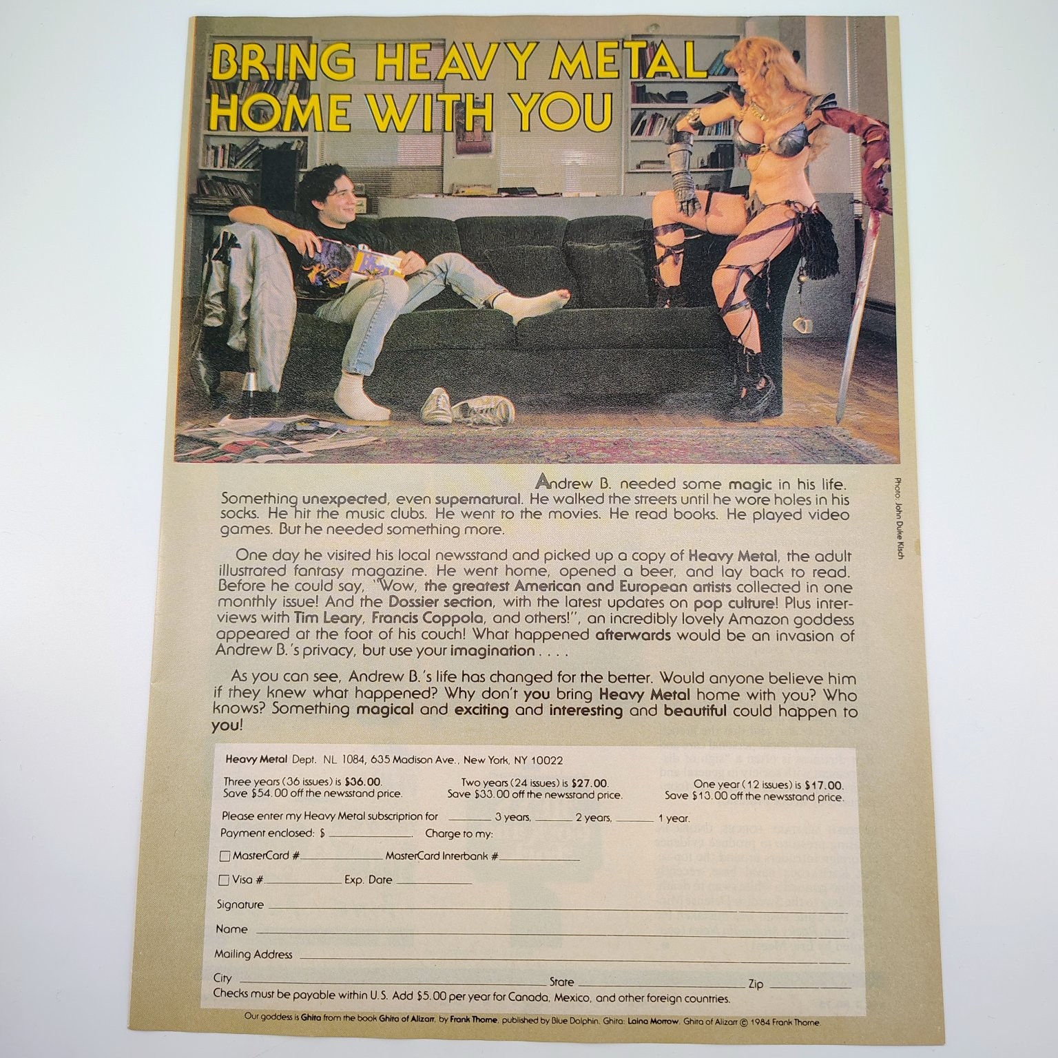 Heavy Metal Magazine Vintage Ad Ghita of Alizar Frank Thorne 1984 Sci-Fi Art