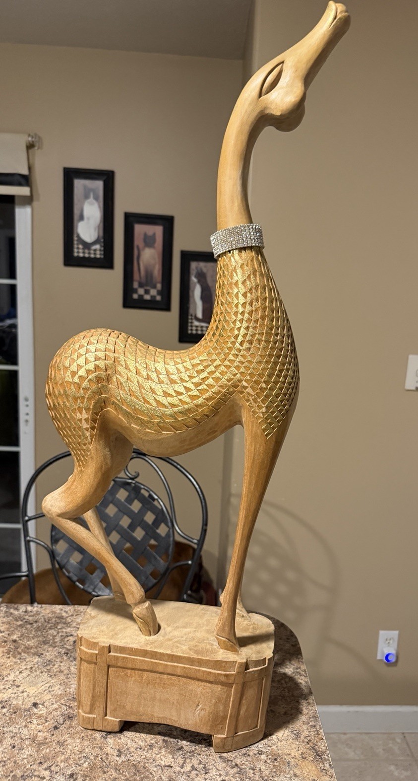 Vtg Mid Century Carved Wood Gazelle Statue 29\