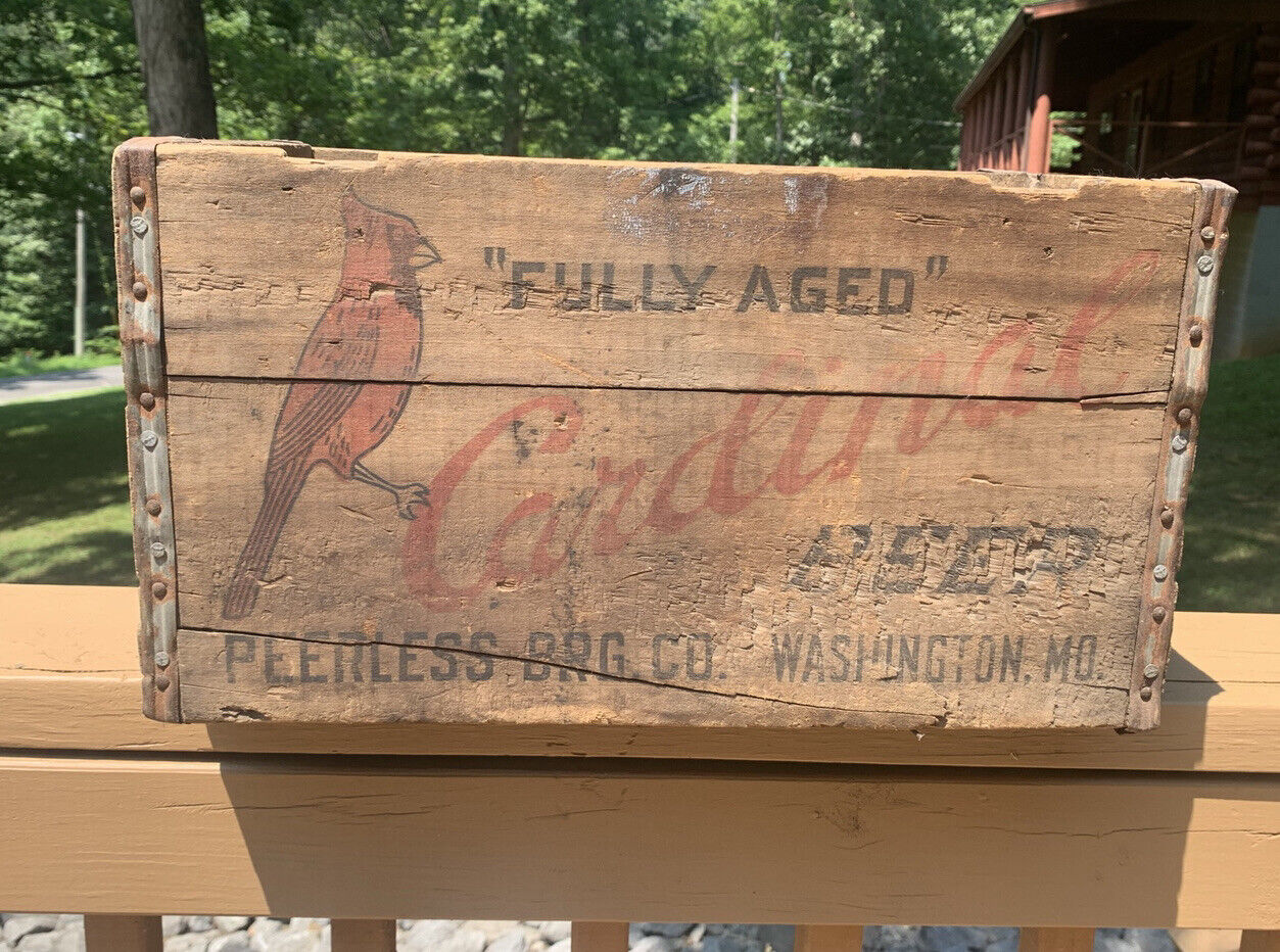Rare~1935 Cardinal Beer Wood Crate~ Peerless Brewing Co~Washington Missouri