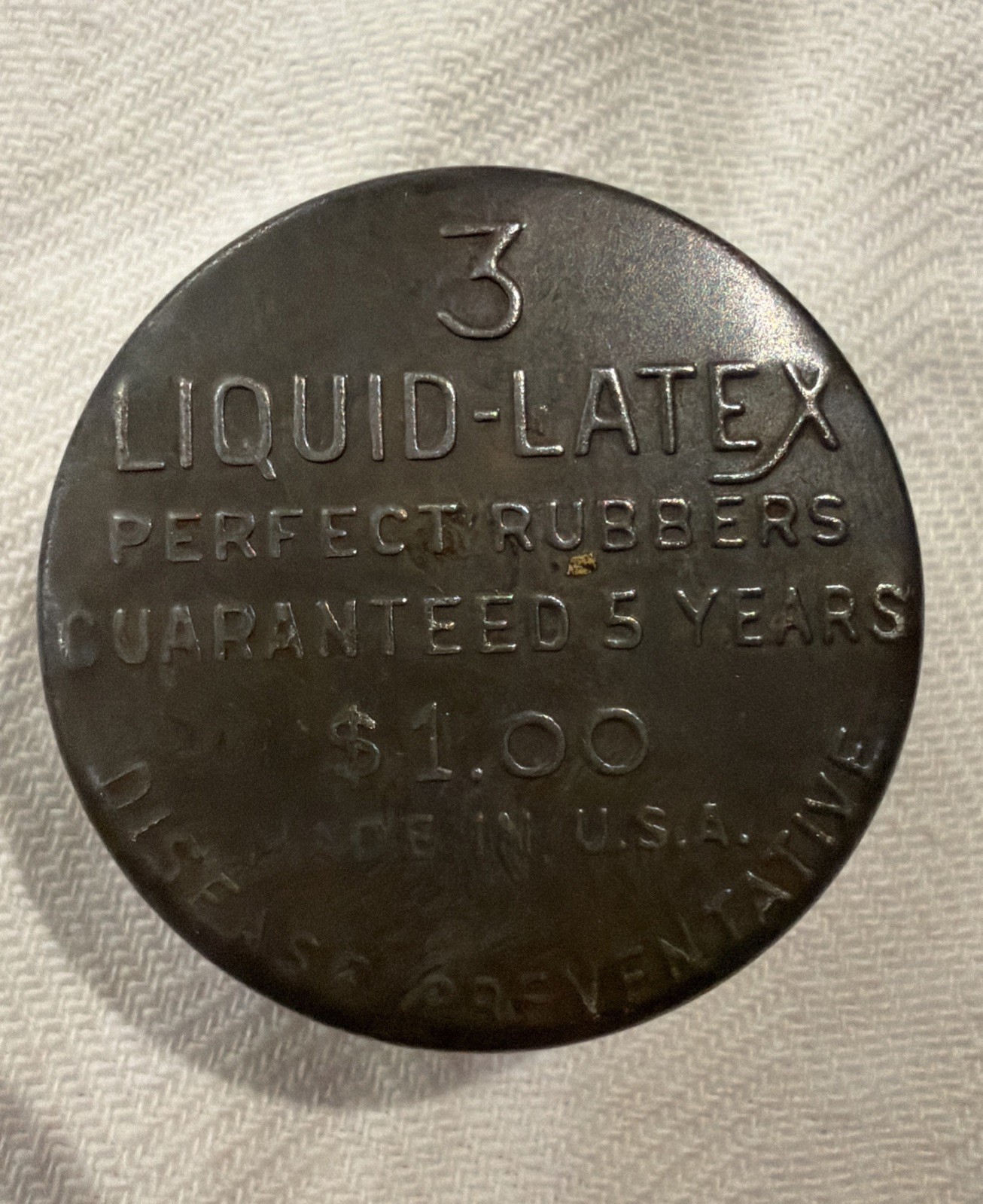 Vintage Liquid Latex Perfect Rubbers Condom Tin 1920s 1930s Prophylactic Metal