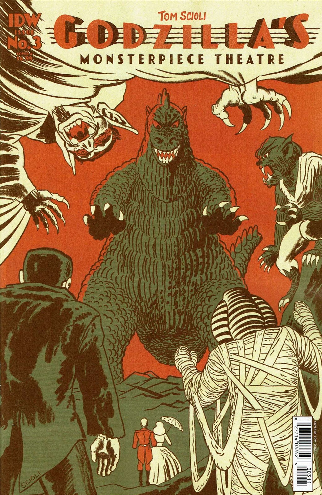 Godzilla\'s Monsterpiece Theatre #3A VF/NM; IDW | Frankenstein Dracula Mummy - w/