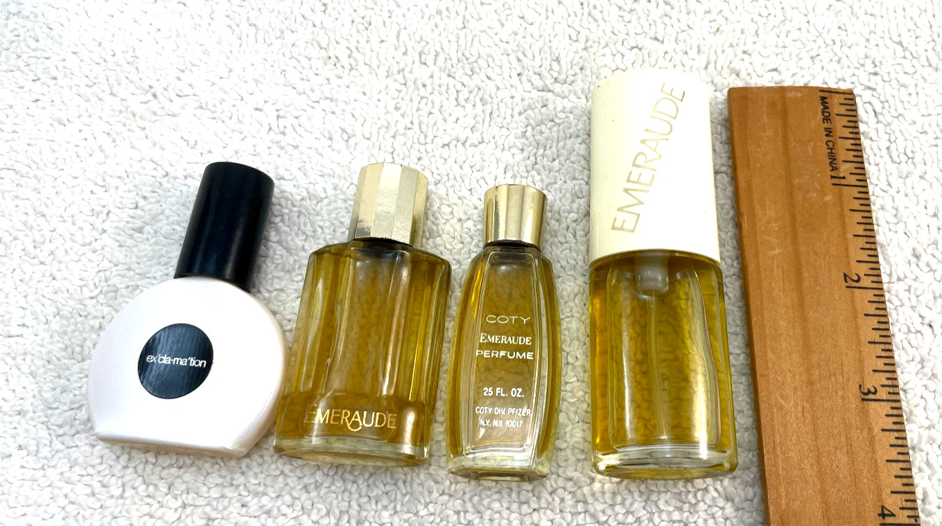 4 VTG Emeraude By Coty Mini Bottles Perfume Cologne Collectable Bottle Lot