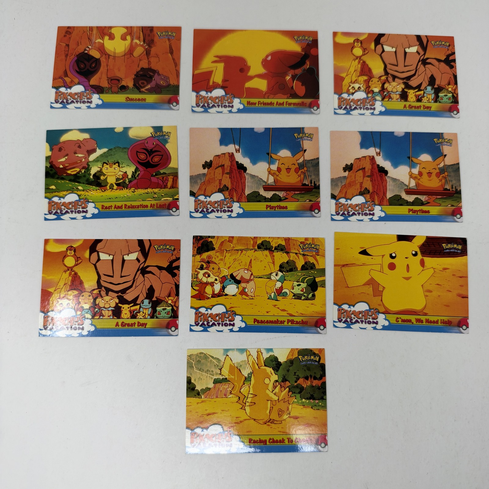 Vintage 1999 Topps Pokemon Pikachu's Vacation Movie Cards Lot 10 Pikachu Raichu
