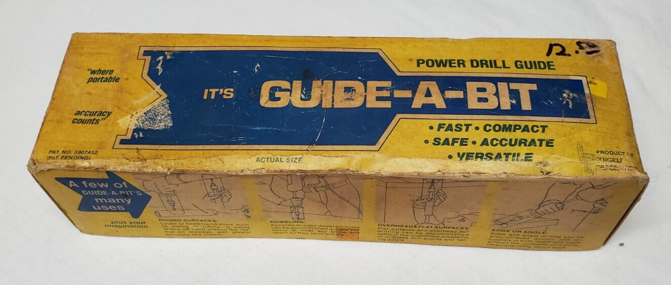 Vintage Guide-a-Bit Power Drill Guide by Lyngeld Corp Made in USA in Box Used