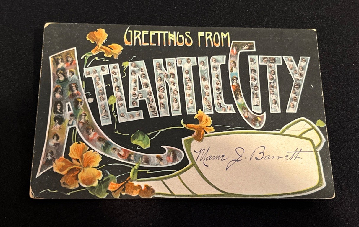 1907 Large Letter Greetings From Atlantic City New Jersey Postcard Girls Mosaic 1907 Large Letter Greetings From Atlantic City New Jersey Postcard Girls Mosaic