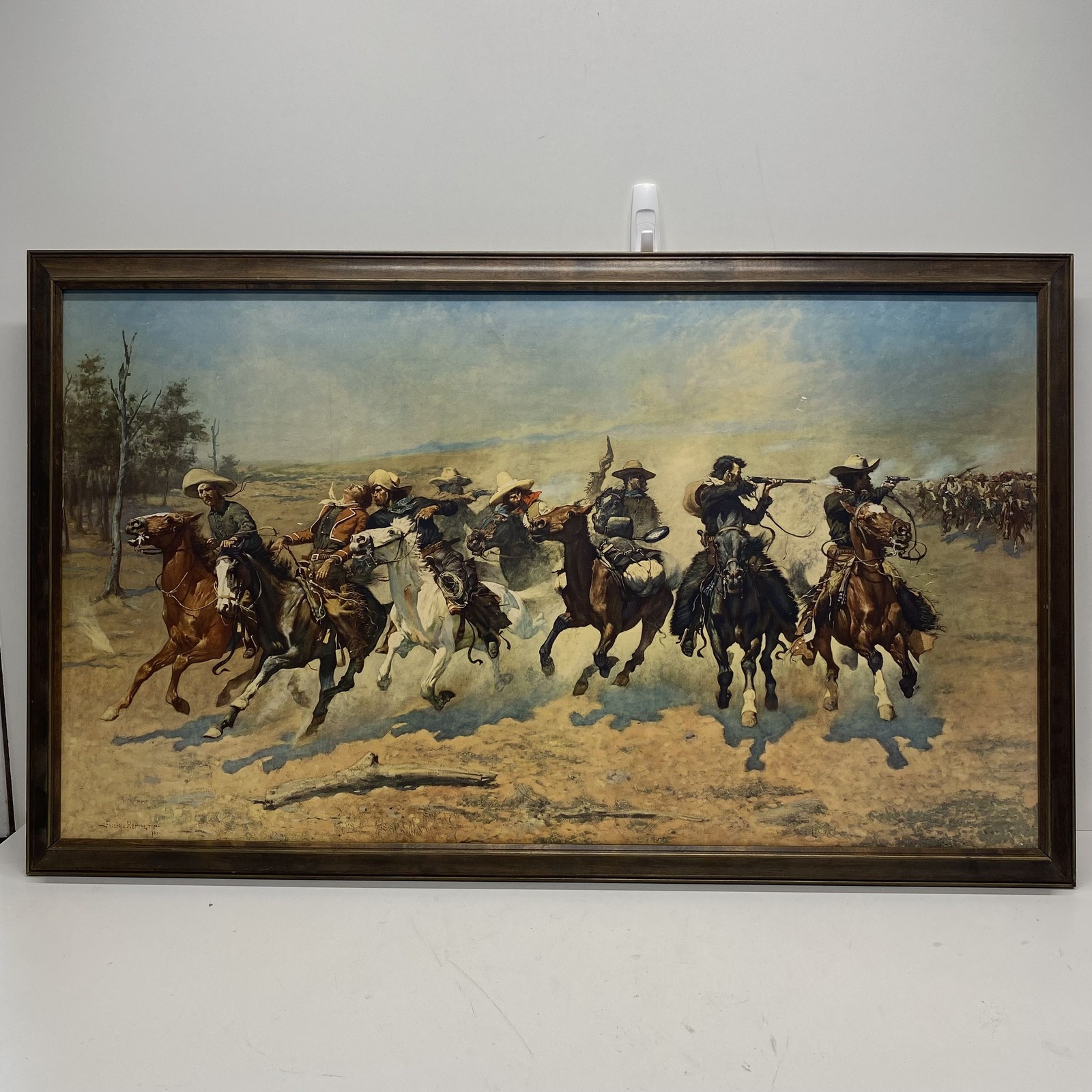 Frederic Remington Vintage Print A Dash for the Timber 42x25 Western Signed