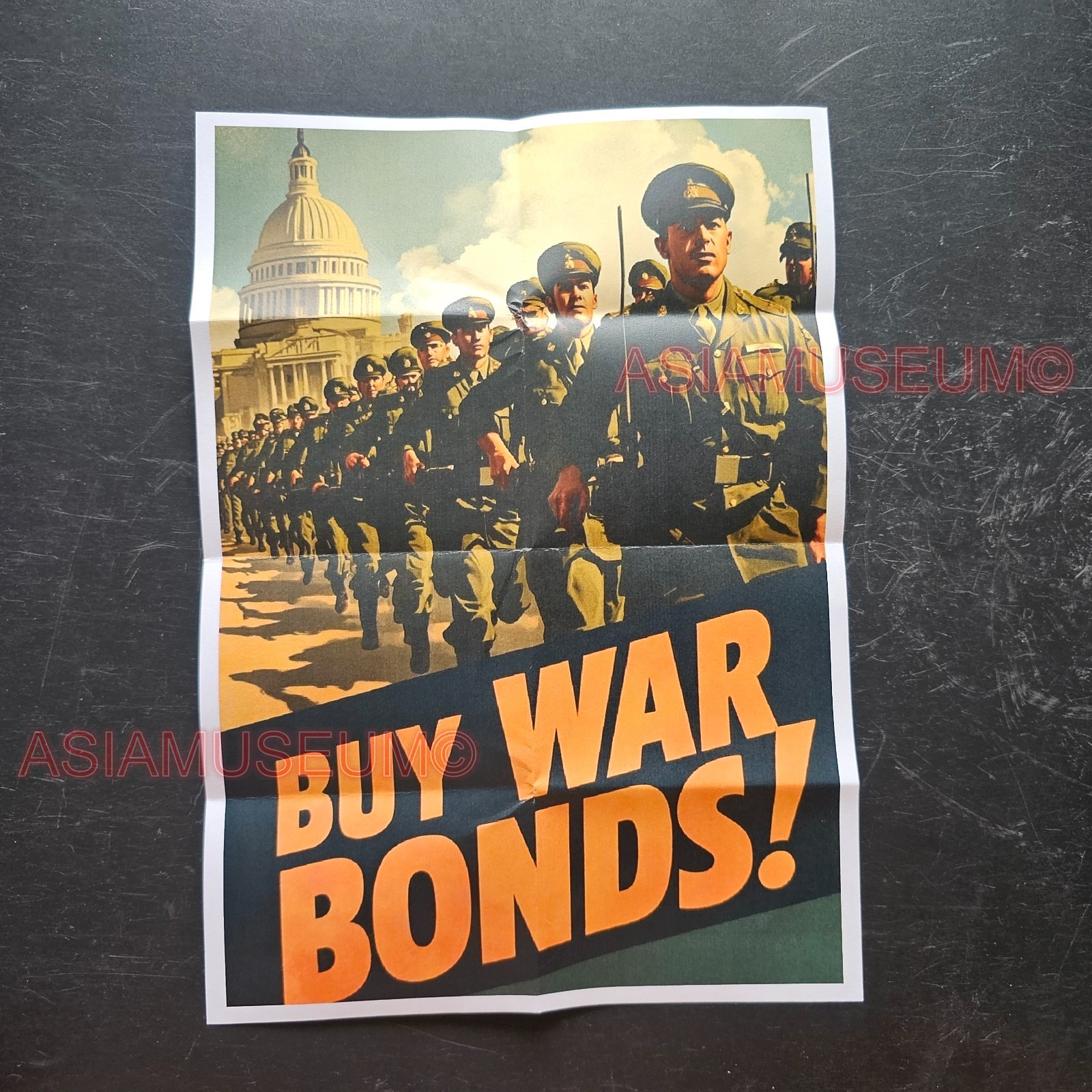 1943 WW2 USA AMERICA BUY WAR BONDS  SOLDIER WHITE HOUSE PROPAGANDA POSTER K490
