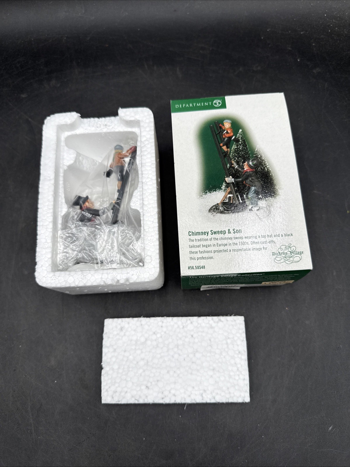 Dept 56 Dickens Village Christmas Chimney Sweep & Son on Ladder #58548 