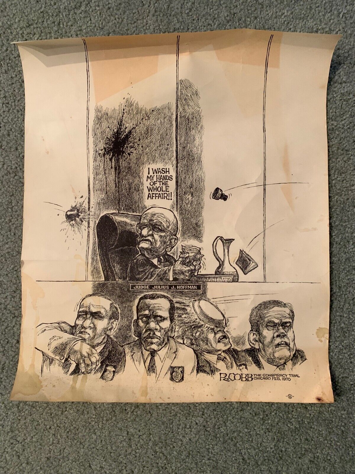 Ron Cobb Satirical Artwork ~ 1970 Chicago 7 Conspiracy Trial ~ 17\