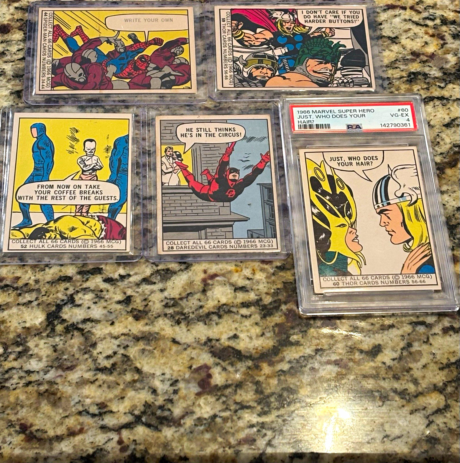 1966 Donruss Marvel Super Hero Non-Sport Card Lot Spider-Man,Hulk,Thor, DD