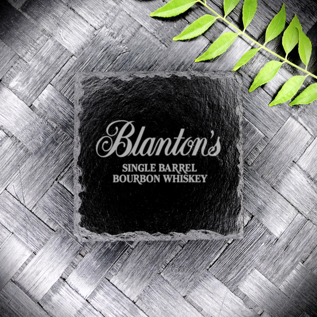 New Handcrafted Laser Engraved Blanton's Single Barrel Square Slate Coaster