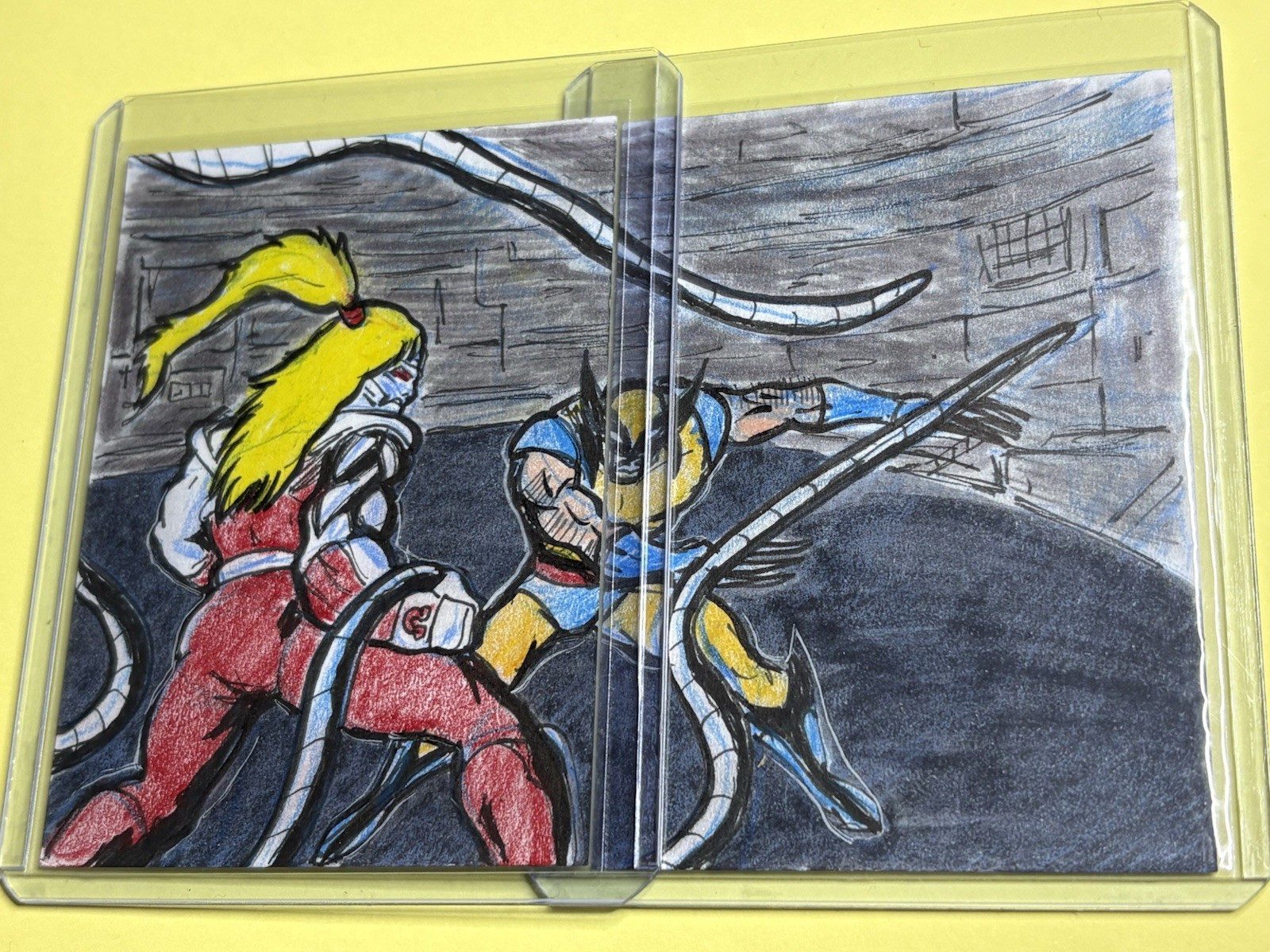 Nate Rosado Signed Hand Drawn Wolverine vs Omega Red 2 of 2 Puzzle Sketch Cards