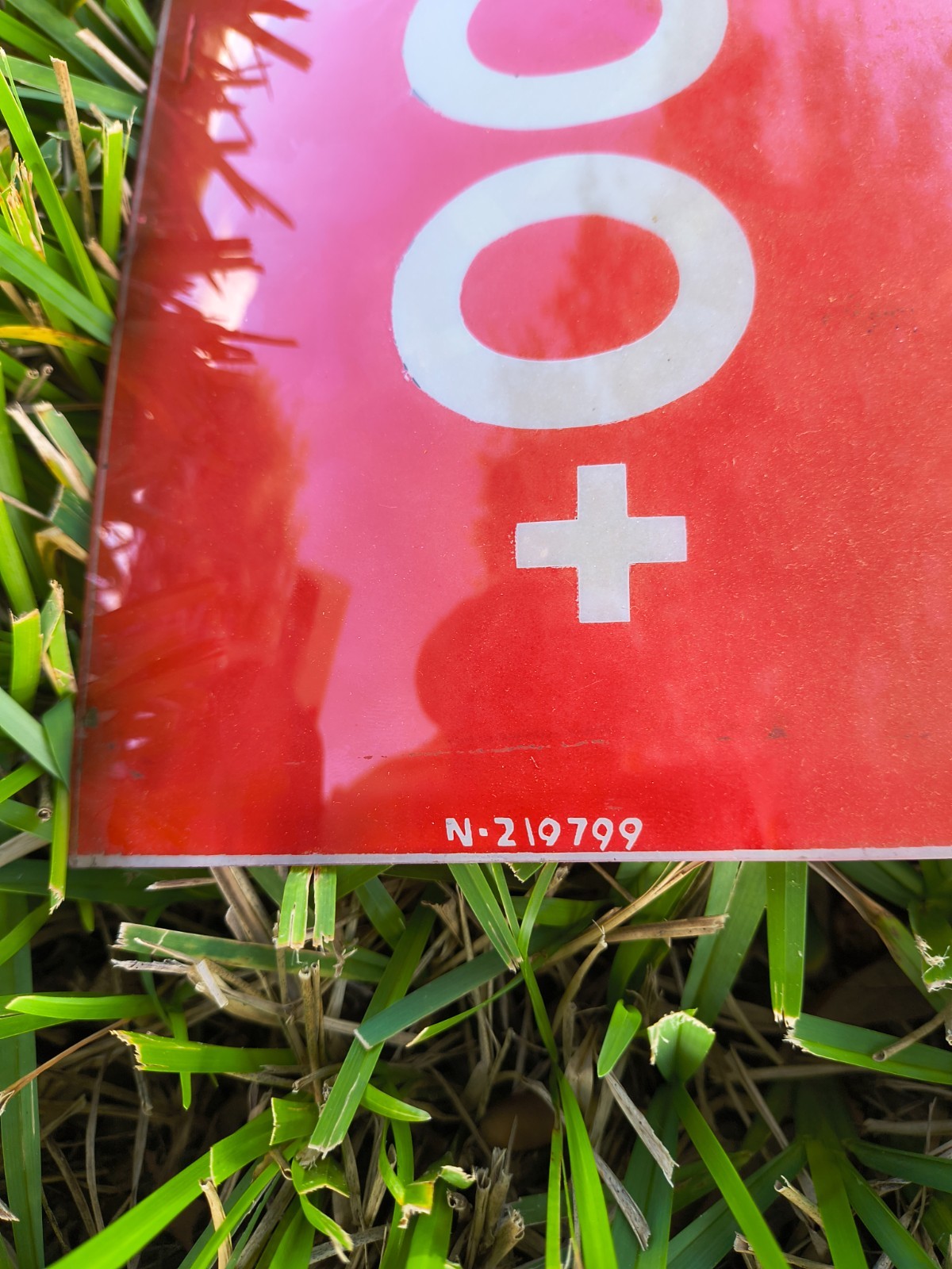 Vintage Red Flying A 100 + Antique Gas Pump Glass Sign Panel.