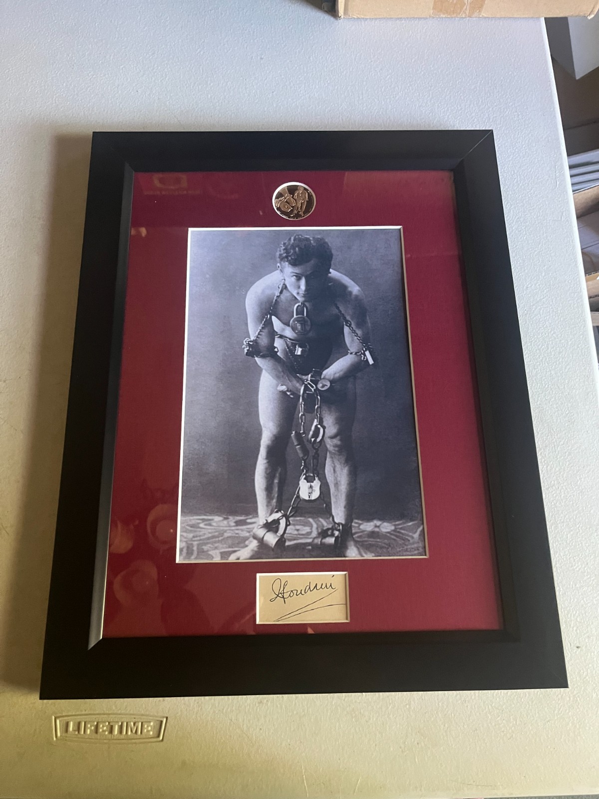 Harry Houdini Professionally Framed Display with 100 Aniversary Coin