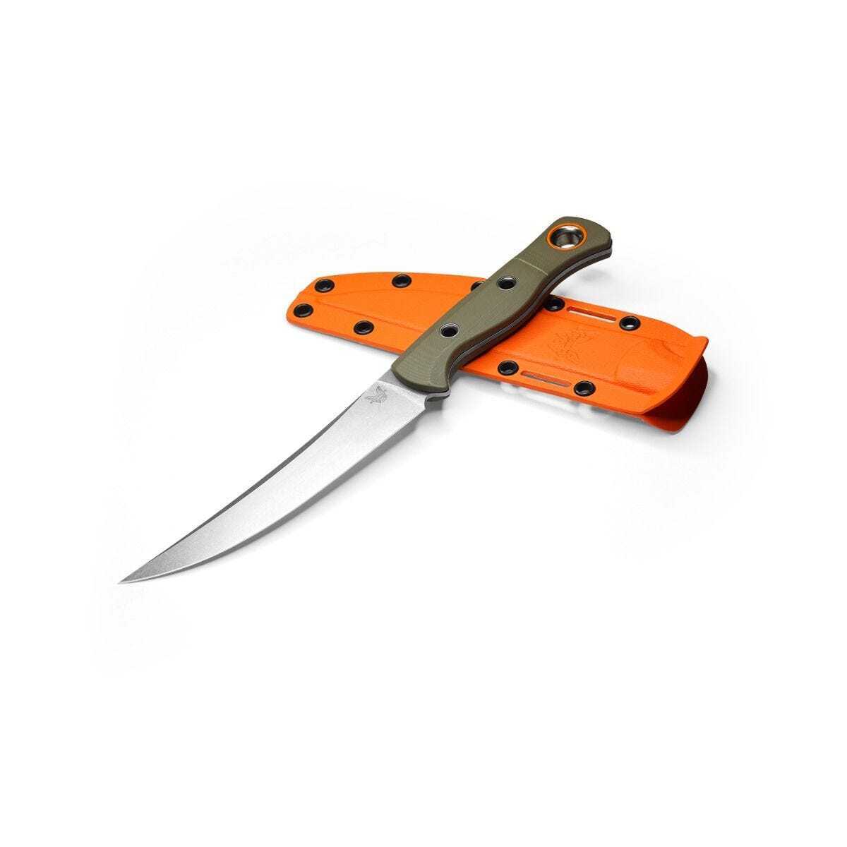Benchmade 15500-3 Meatcrafter Plain Edge  Green G-10 6.08\