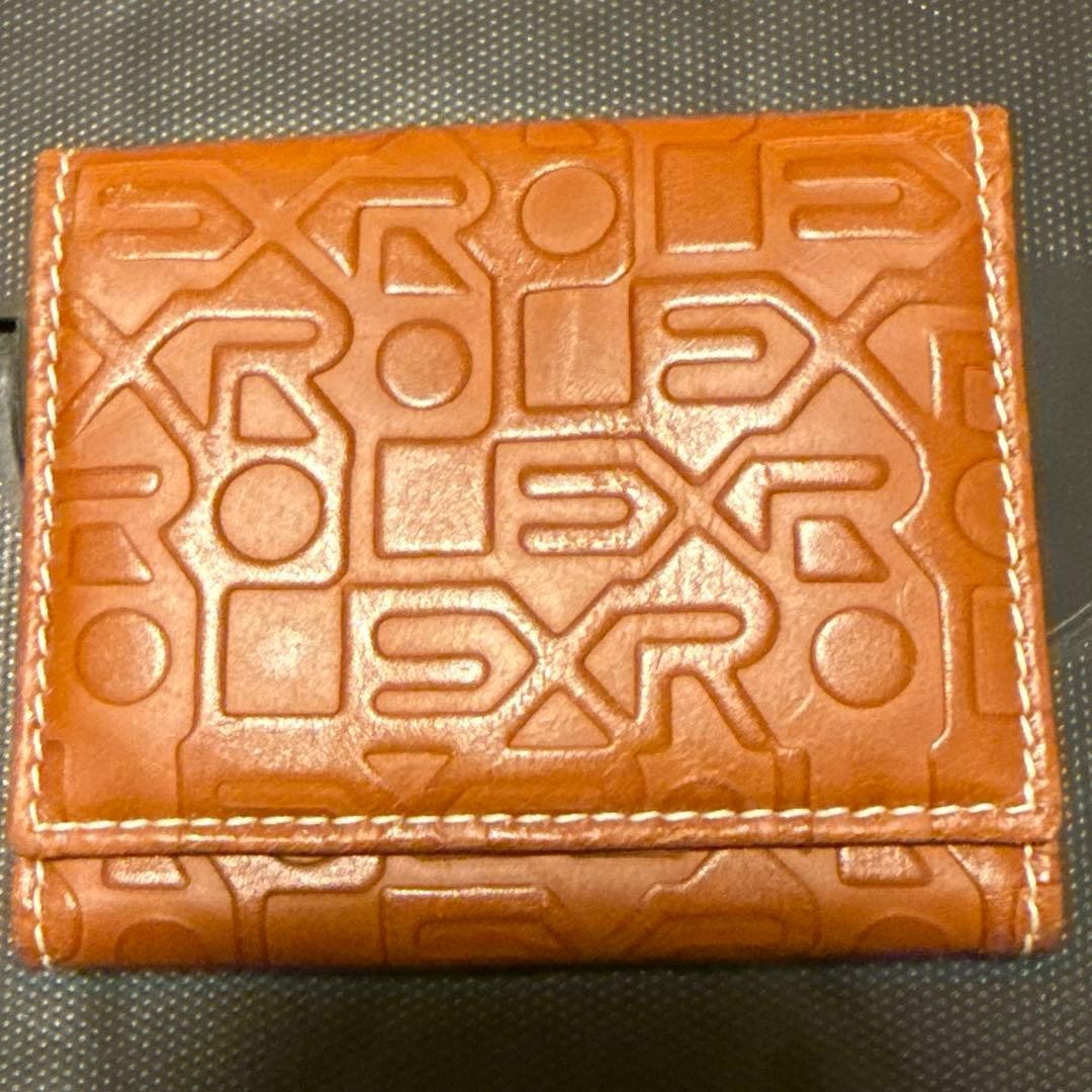 Used ROLEX Coin Case Brown No Box Compact Wallet for Unisex Crown Logo