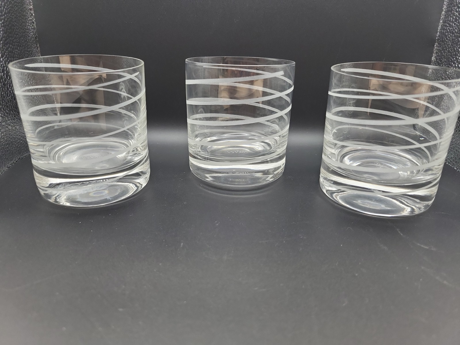 Set of 3 Mikasa Cheers Double Old Fashioned Glass Spiral Cuts great condition
