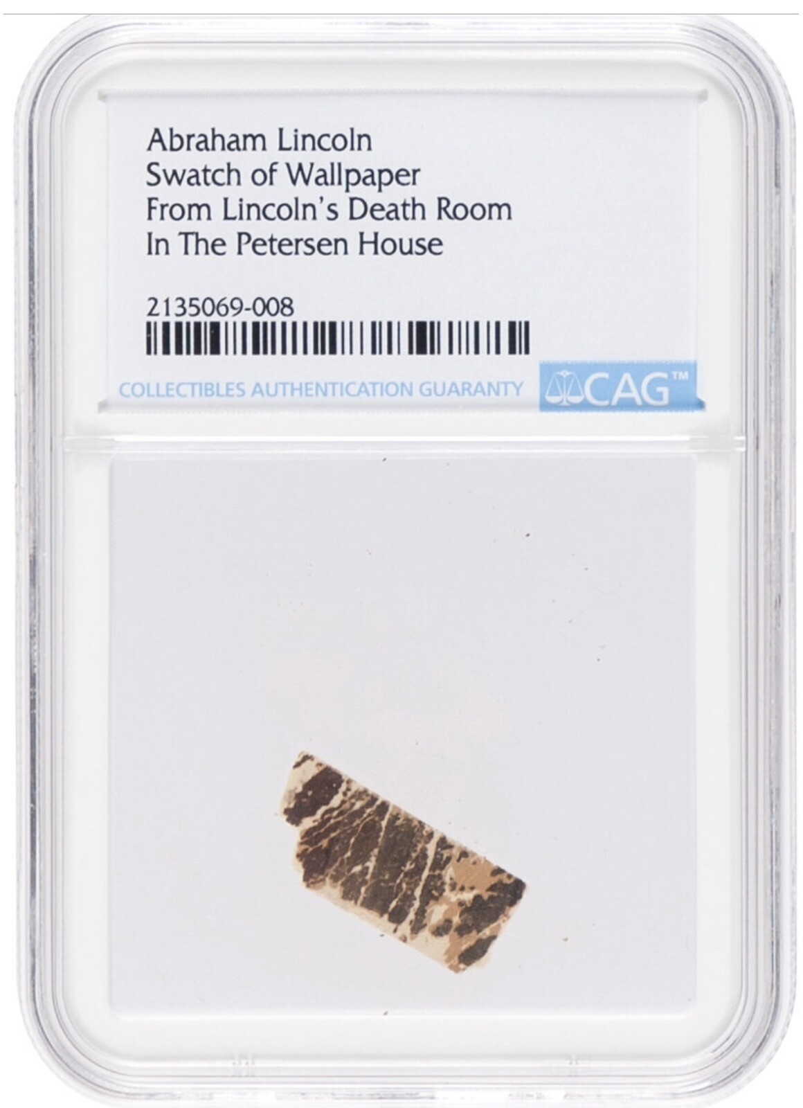 Abraham Lincoln Swatch Of Wallpaper From Lincoln’s Death Room (CAG Certified)