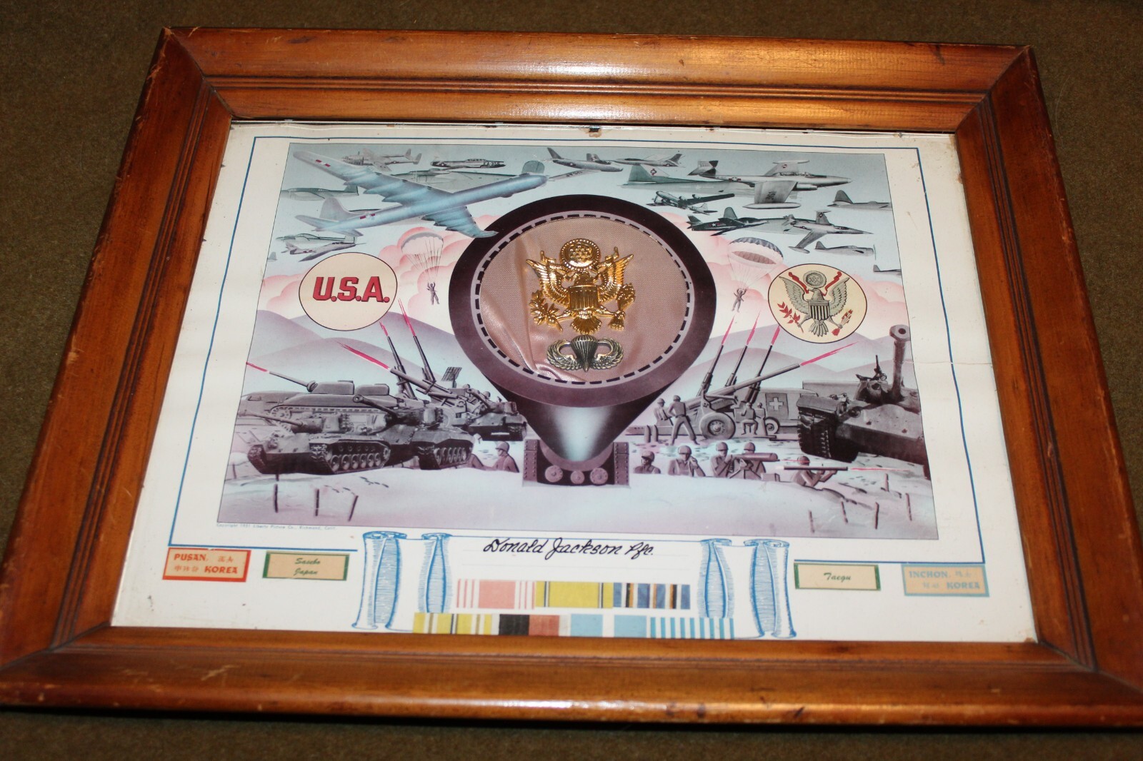 Original WW2/Korean War U.S. Army Paratrooper's Named Korean War Service Display