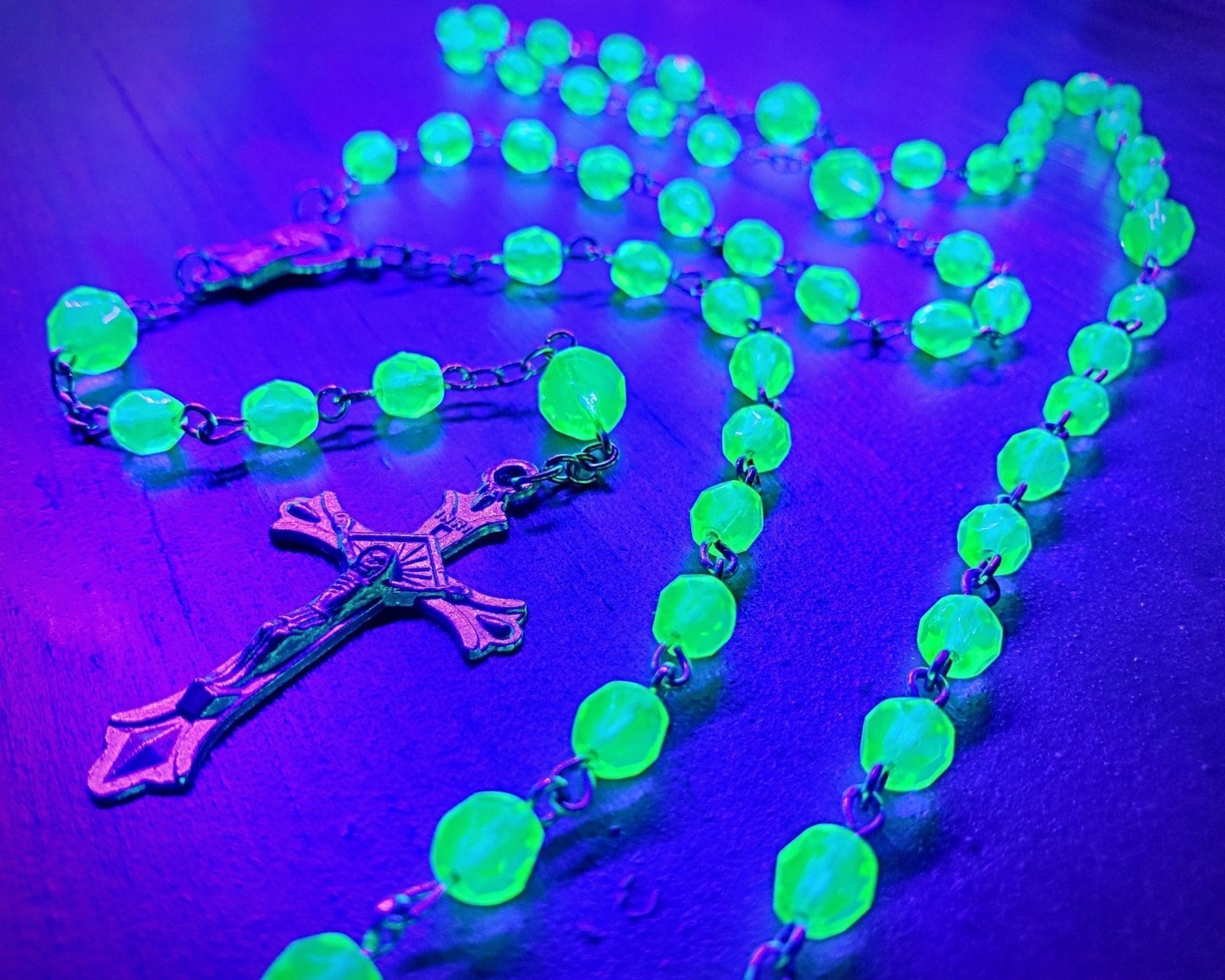 Uranium Glass Rosary, Vaseline Glass Rosary