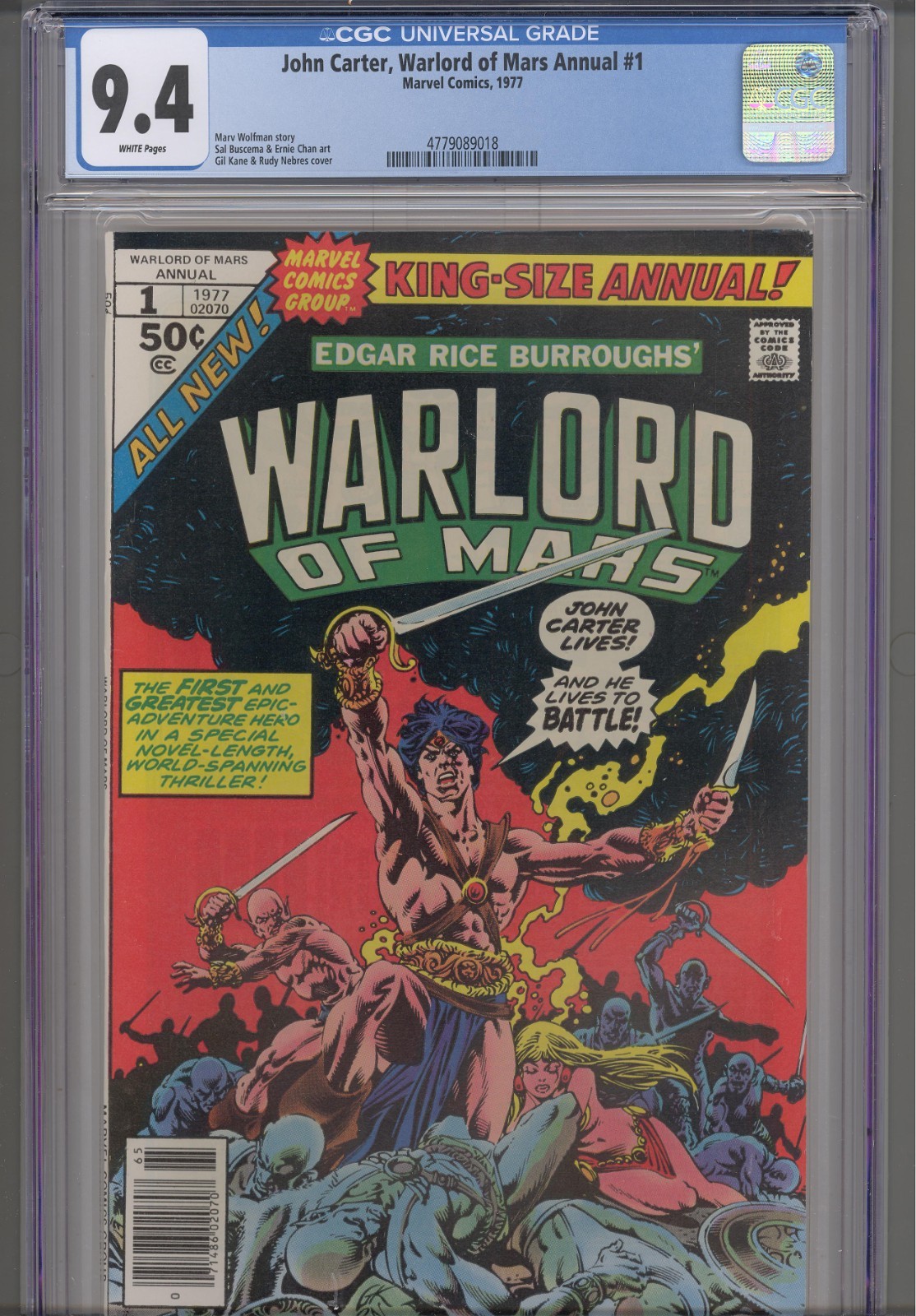 John Carter Warlord of Mars Annual #1 CGC 9.4 1977 Marvel Edgar R Burroughs