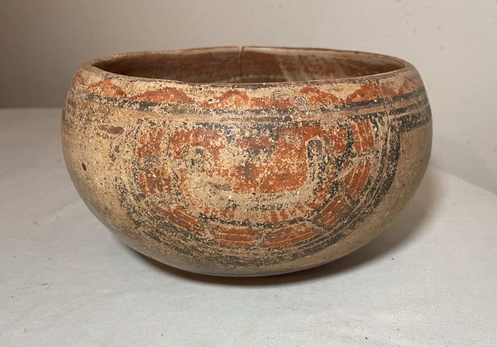 antique Mayan Mexican pre columbian 500-750 A.D. footed bowl pottery sculpture
