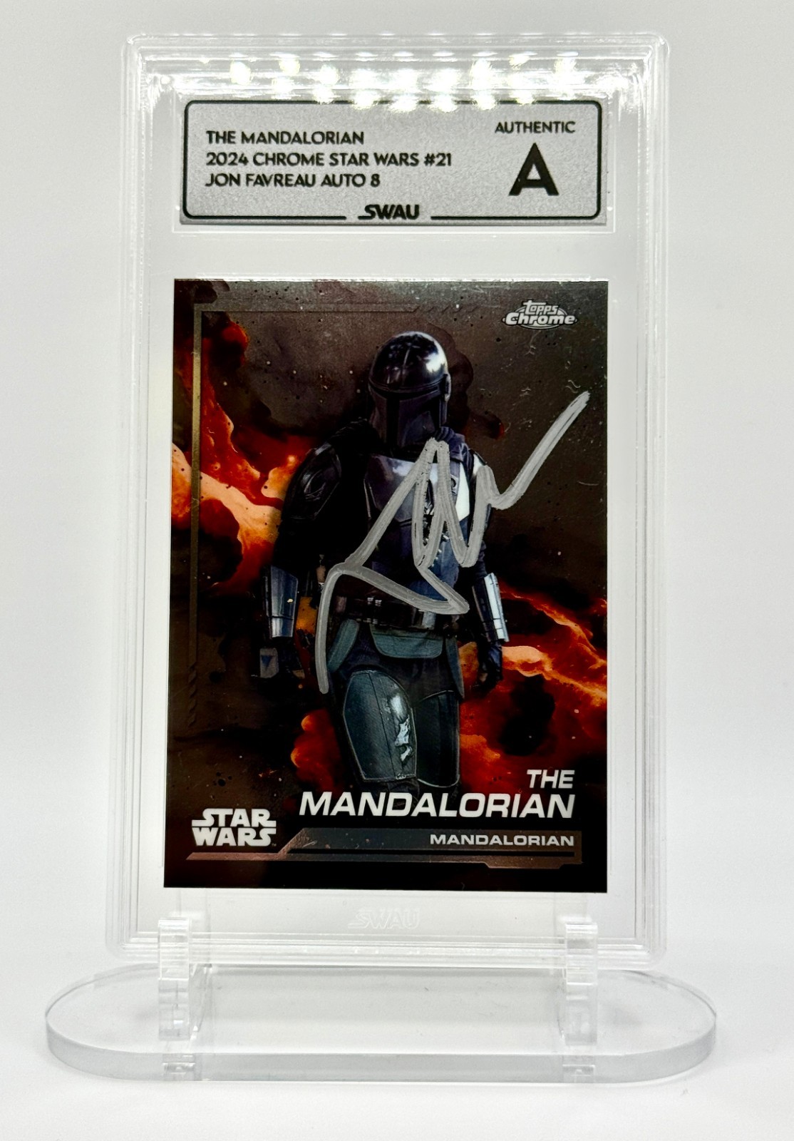 2024 Topps Chrome Star Wars The Mandalorian signed by Jon Favreau SWAU Slab