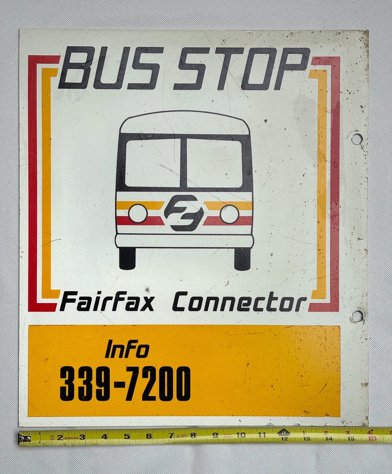 Vintage Fairfax Connector Bus Stop Sign Fairfax County Virginia Transit VA Vintage Fairfax Connector Bus Stop Sign Fairfax County Virginia Transit VA
