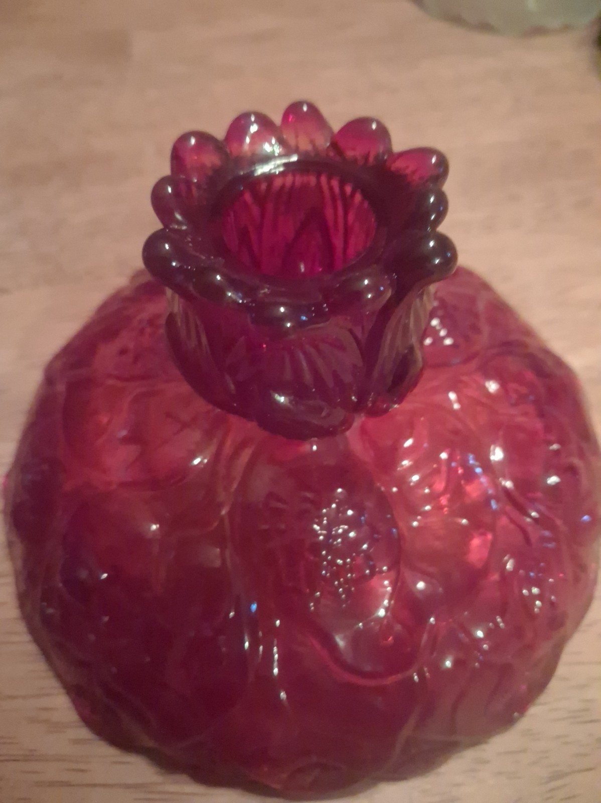 Fenton Candle Holder   Ruby Red .fenton.  Red