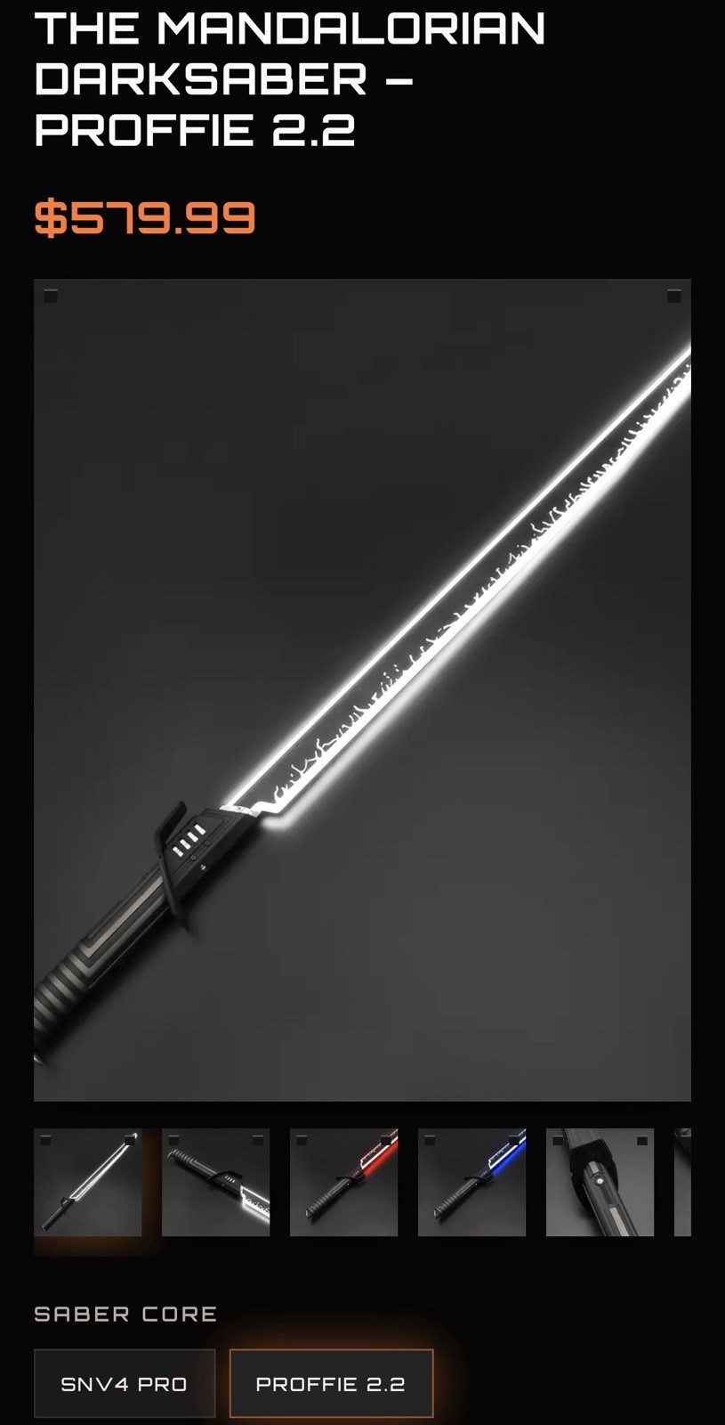 Artsabers Star Wars Darksaber Proffie 2.2 Lightsaber Replica. Brand new