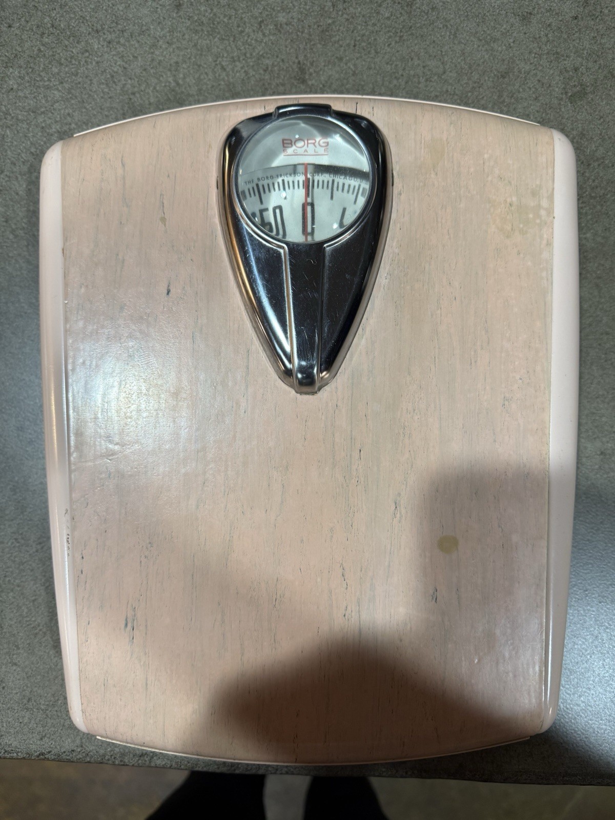Vintage Borg BATHROOM SCALE Bubble Glass Mid Century Modern Art Deco Pink
