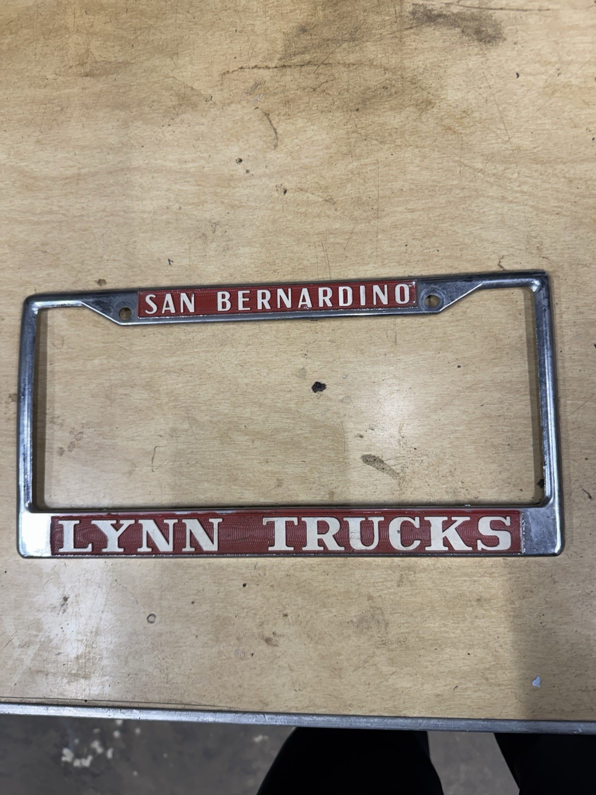 Rare Sanbernardino California Lynn Trucks License Plate Frame Vintage