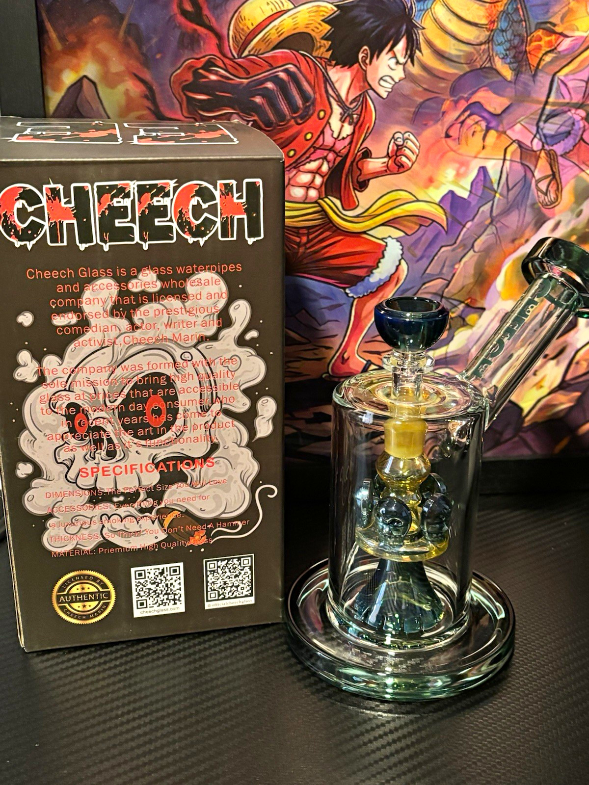 Cheech Glass Water Pipe Bubbler Glass Piece w/ Box (The Peoples Glass)