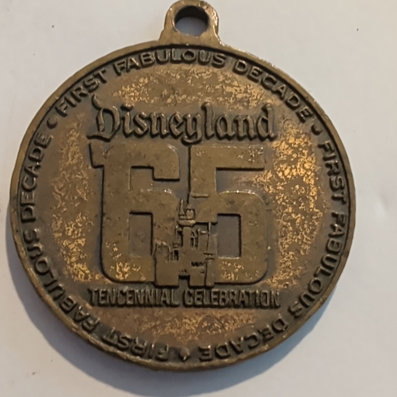 Vintage 1965 Disneyland Tencennial Medallion Coin 10th Anniversary, Patina Rare