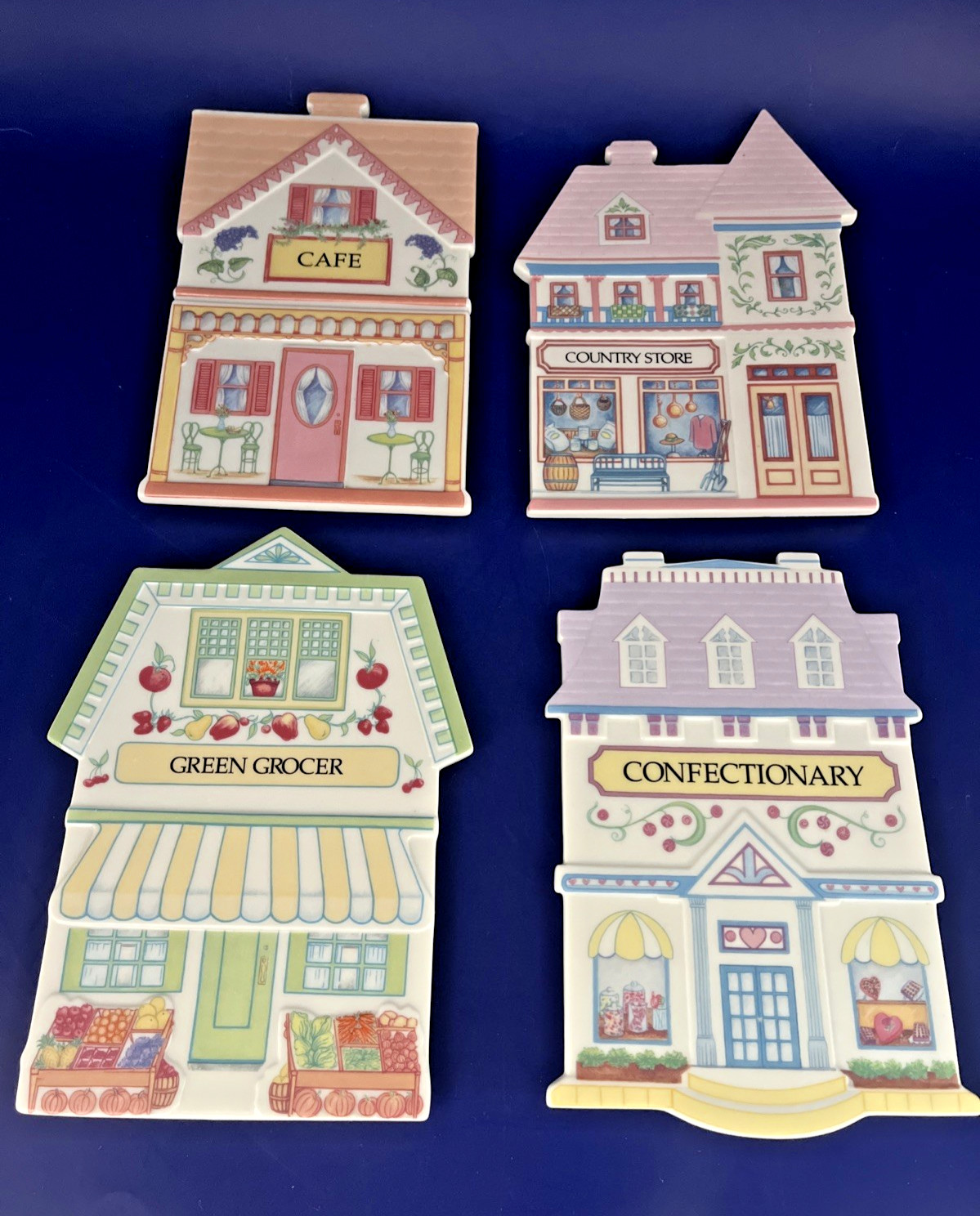 Vintage Lenox Village Porcelain Trivets Set of 4 Wall Hangings - 1992
