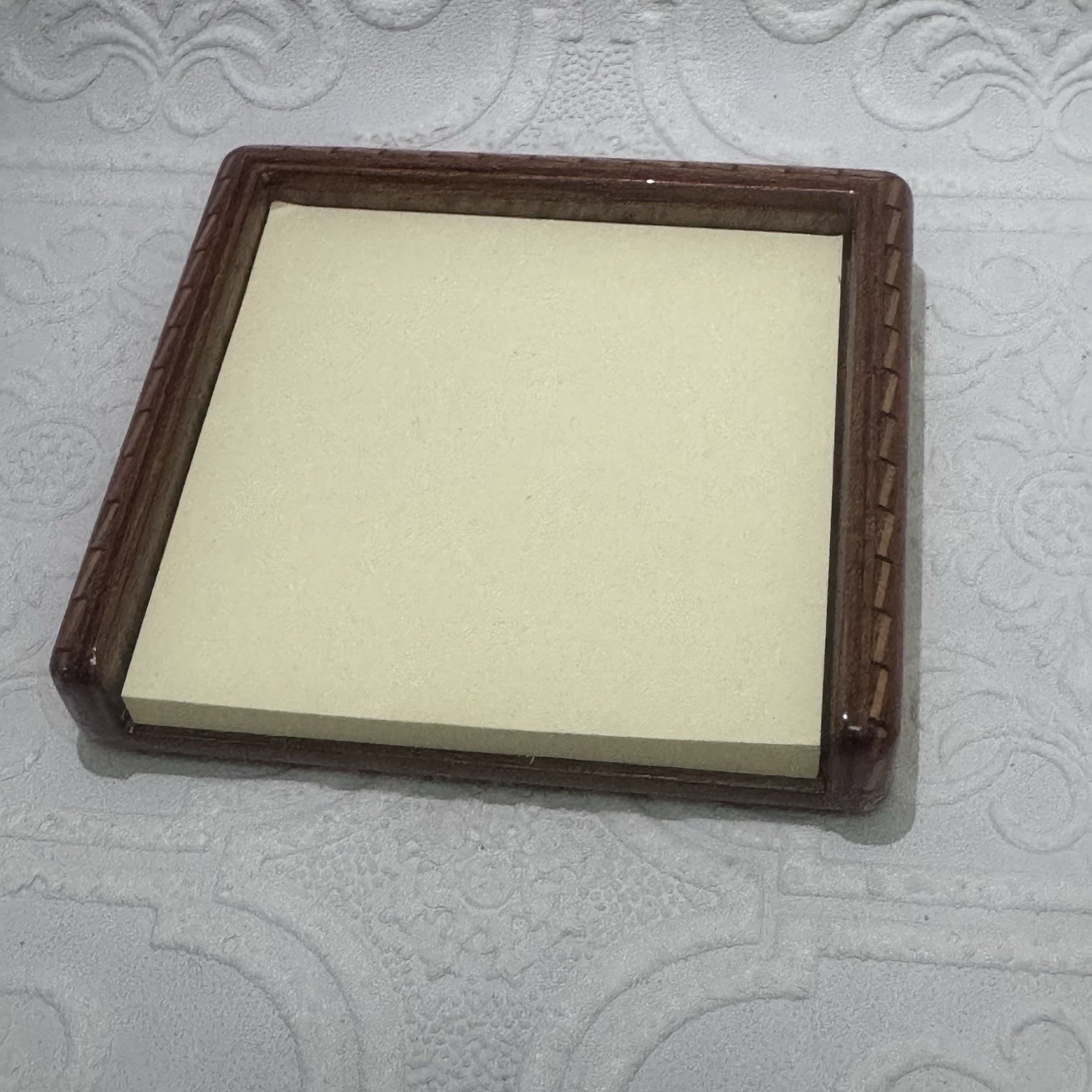 Hermes Paris Bamboo Pattern Wood Post It Holder Office Luxury Desk Accessory