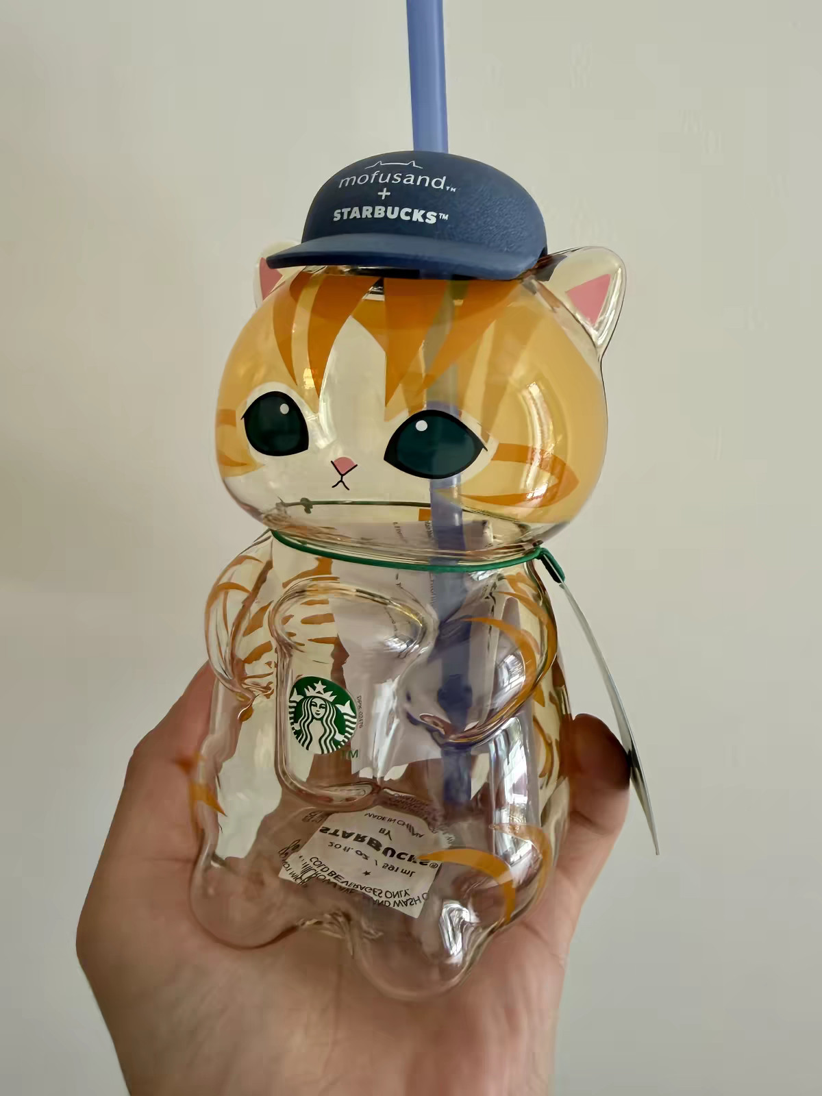 NEW Starbucks Singapore Mofusand Collaboration Tumbler Glass Mug Bottle Keychain