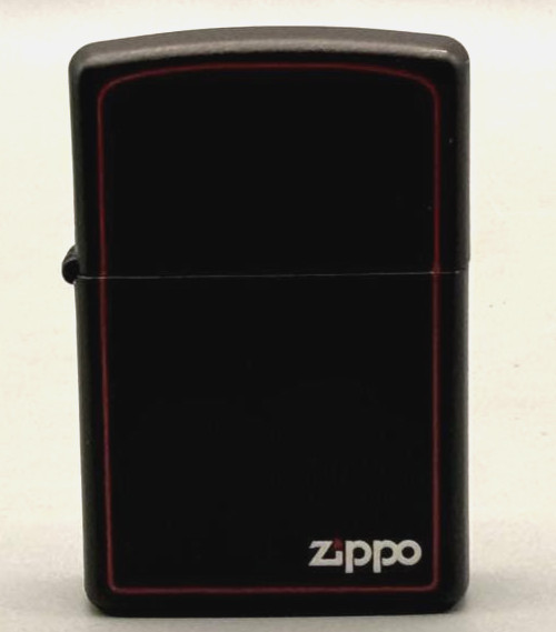 Zippo Matte Black Windproof Lighter Red Border Logo C 06 NOS Zippo Matte Black Windproof Lighter Red Border Logo C 06 NOS