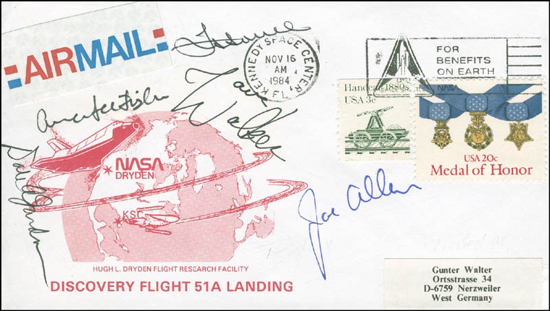 SPACE SHUTTLE DISCOVERY - STS - 51A CREW - COMMEMORATIVE ENVELOPE SIGNED