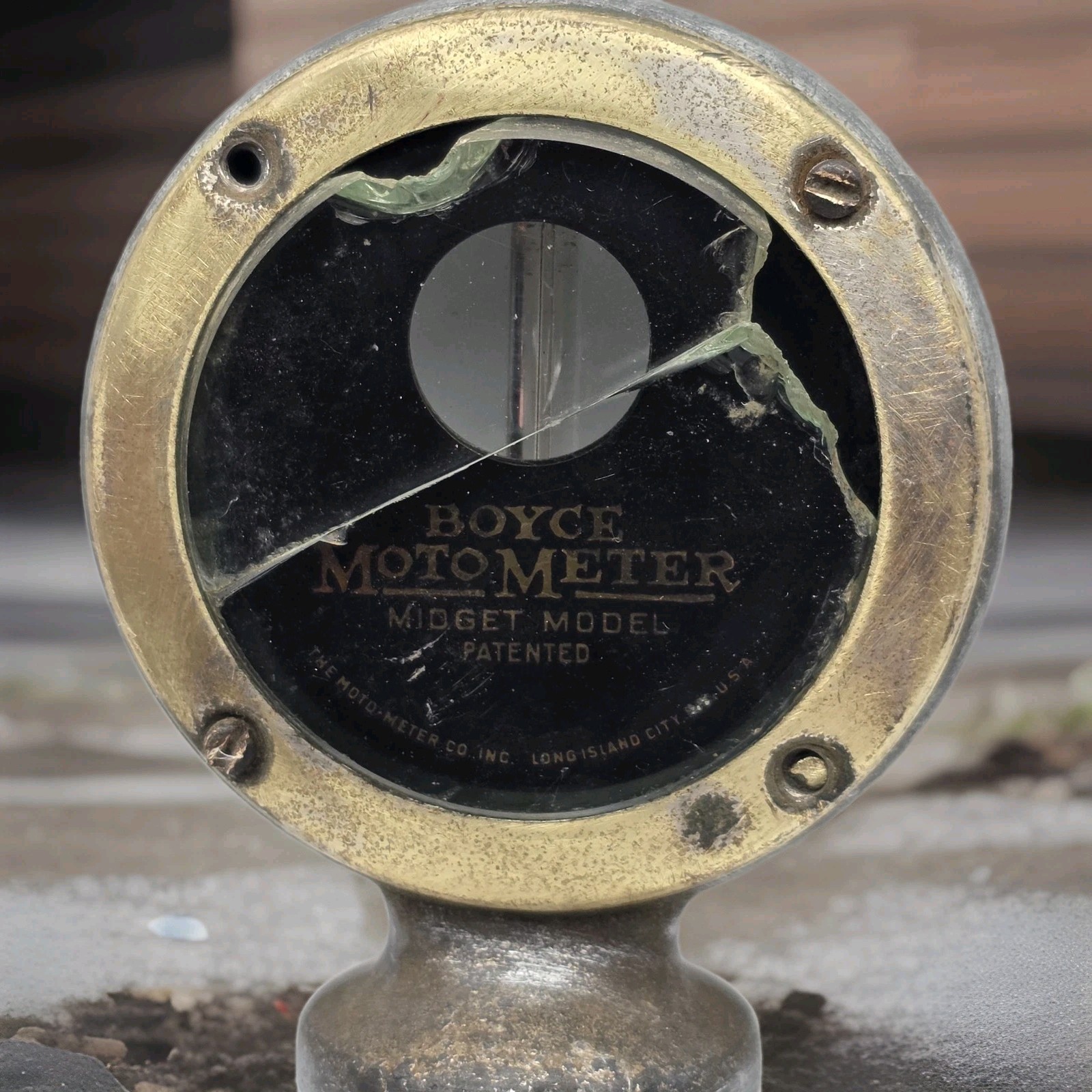 Vintage Boyce MotoMeter Midget Model Radiator Cap Temperature Gauge Patina As Is