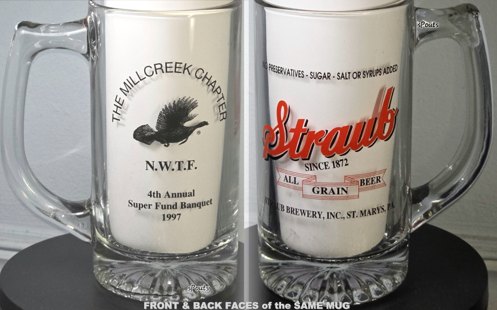 STRAUB BEER GLASS MUG ST MARYS PA HUNT NATIONAL WILD TURKEY FEDERATION MILLCREEK