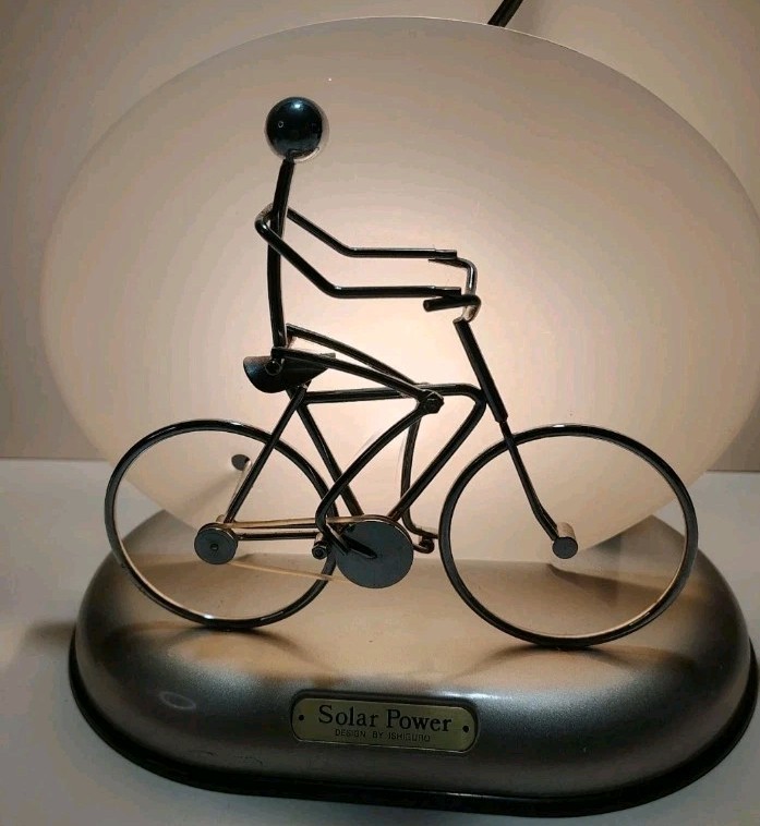 Ishiguro Solar Power Motion Man Pedaling Bicycle Table Lamp Model 20/66
