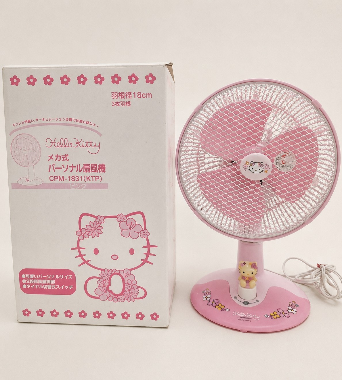 2003 Hello Kitty CPM-1831 KTP Personal Desk Fan Pink Sanrio Japan Boxed Tested
