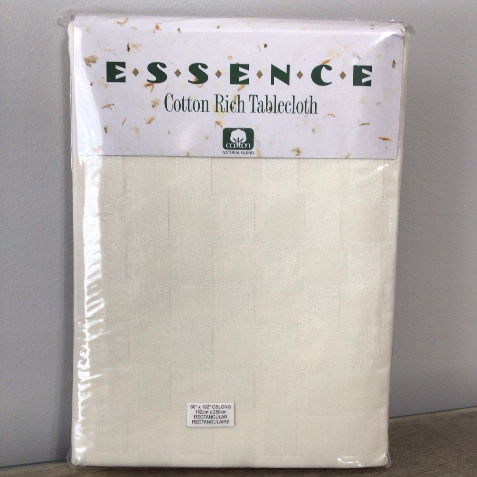 Vintage Bardwil Linens Essence Ivory Tablecloth 60\'\'x102\'\' Woven Checks Pattern