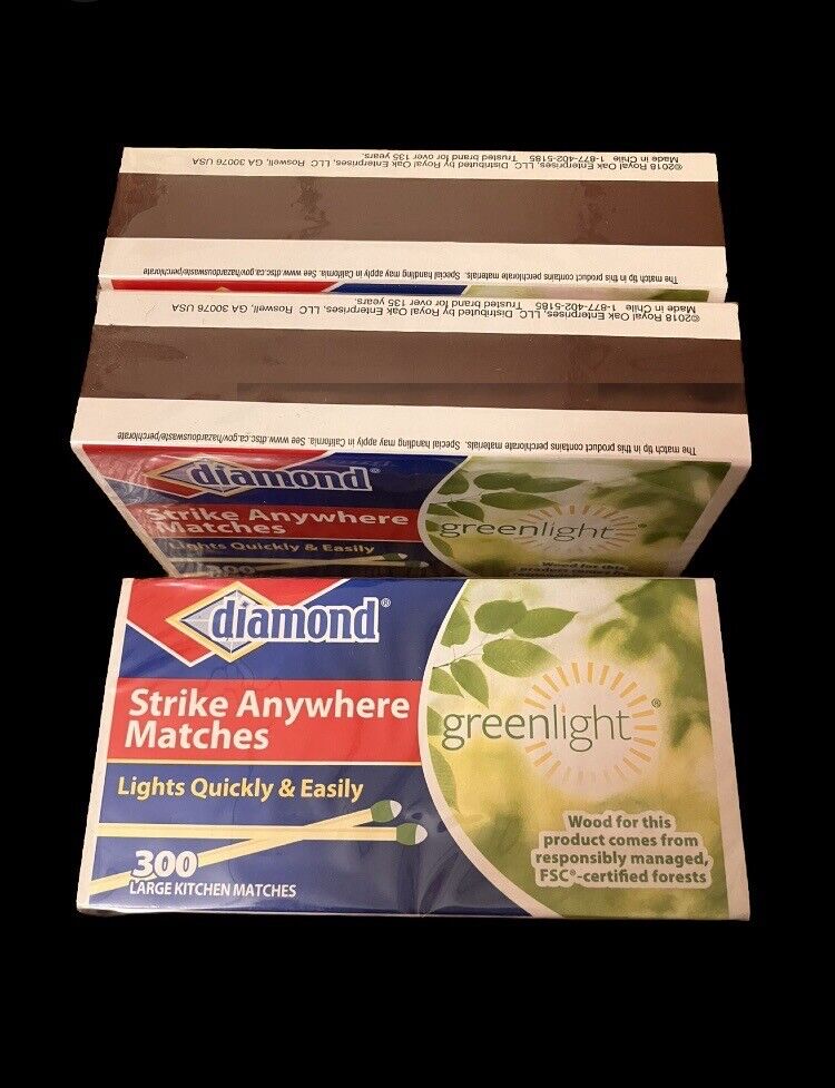 (3 boxes) (300 per box) Diamond Greenlight Strike Anywhere Matches New Sealed