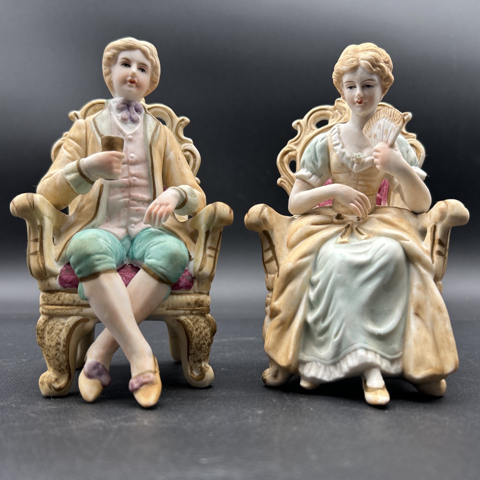 Ardalt Lenwile Porcelain Set 6584 - Made In Japan - Man & Woman In Chairs