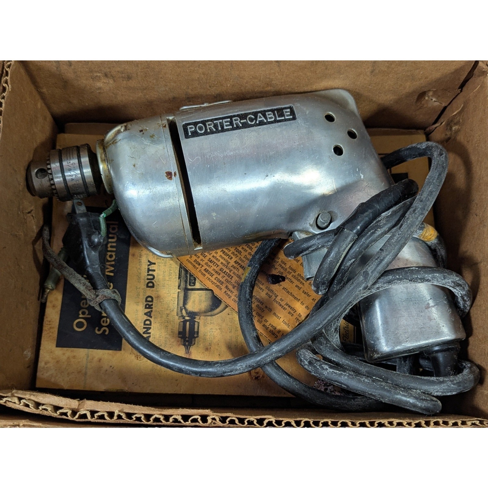 Vintage Porter-Cable Model 107 Standard Duty 1/4 Inch Electric Drill with Manual